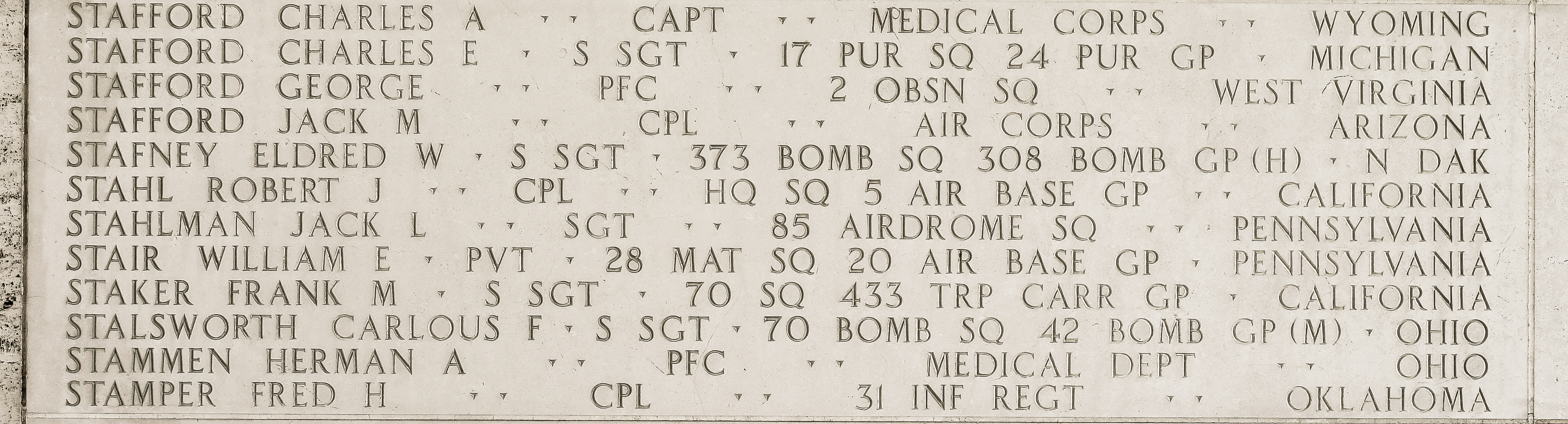 Carlous F. Stalsworth, Staff Sergeant